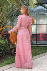 Fiyonklu Uzun Güpür Elbise Sk 2003